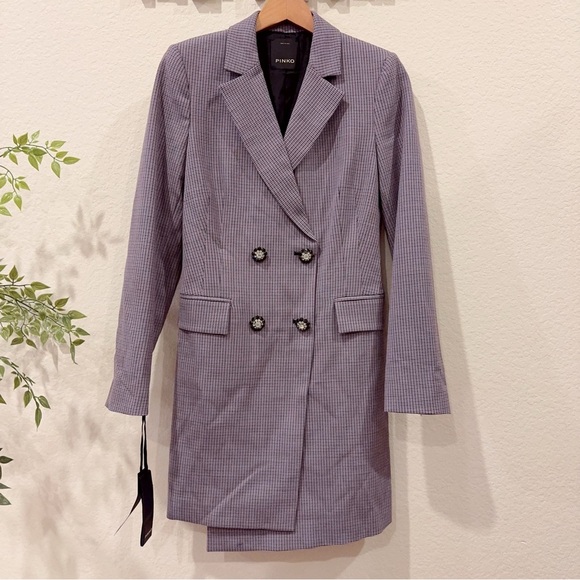 Pinko TROVATORE ROBE MANTEAUX Houndstooth Blazer Dress NWT Size 40(US4) NWT - Picture 2 of 10
